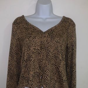 American Eagle Soft Cheetah Button Up Top